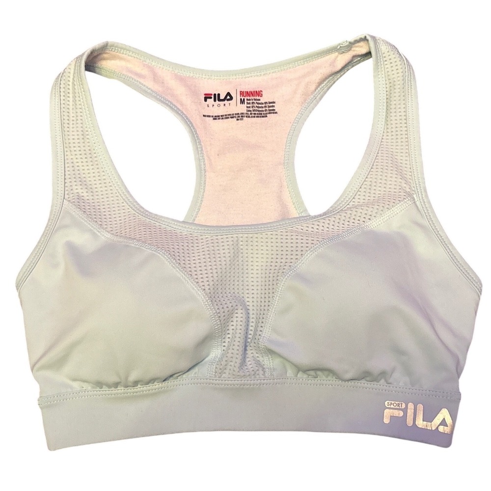 Fila Womens Light Blue Racerback Running Sports Bra, Size M